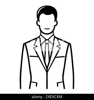 Geschäftsmann im Anzug Silhouette in Schwarz und weiß Stock Vektor