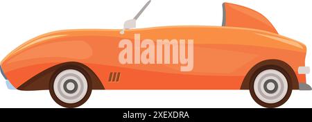 Klassischer, orangener Sportwagen, der an einem sonnigen Tag schnell fährt Stock Vektor