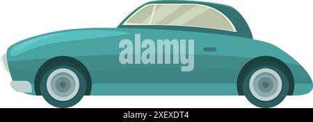 Das klassische blaue Coupé fährt auf weißem Hintergrund Stock Vektor