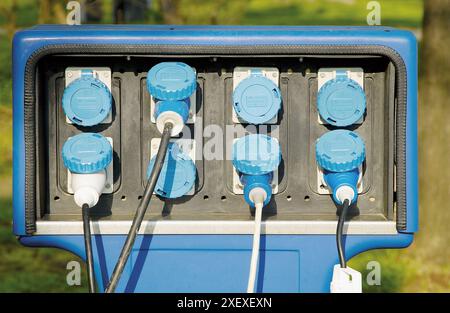 Stecker am Campingplatz. Camping Fusina, Venezia. Veneto, Italien Stockfoto