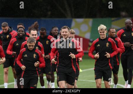 Freiberg, Deutschland. 30. Juni 2024. Der belgische Jan Vertonghen wurde während eines Trainings der belgischen Fußballnationalmannschaft Red Devils am Sonntag, den 30. Juni 2024, in ihrem Basislager in Freiberg am Neckar während der Fußball-Europameisterschaft 2024 gezeigt. Am Montag treffen die Roten Teufel in der Achtelrunde auf Frankreich. BELGA FOTO BRUNO FAHY Credit: Belga News Agency/Alamy Live News Stockfoto