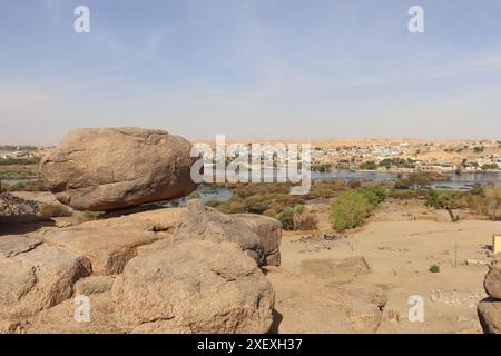 Wunderschöne nubische Insel (Sehel Island) in Assuan, Ägypten Stockfoto