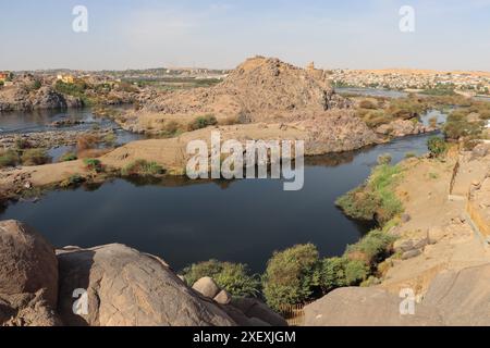 Wunderschöne nubische Insel (Sehel Island) in Assuan, Ägypten Stockfoto