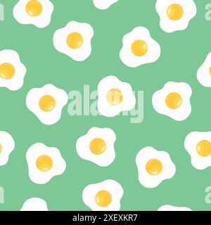 Vector Seamless Fried Eies Muster oder Hintergrund. Spiegelei Illustration Stock Vektor