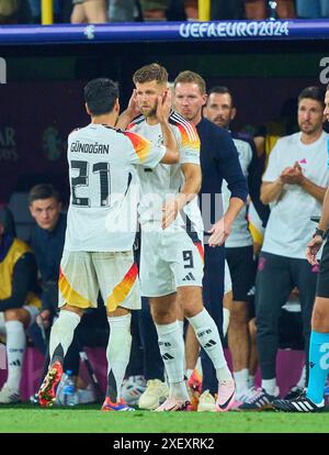 Niclas Fuellkrug, DFB 9 Robert Andrich, DFB 23 Emre Can, DFB 25 DFB-Trainer Julian Nagelsmann, Ilkay Guendogan, DFB 21 Bundestrainer, Nationaltrainer, im Best of 16 Spiel DEUTSCHLAND - DÄNEMARK 2-0 der UEFA-Europameisterschaften 2024 am 29. Juni 2024 in Dormund, Deutschland. Fotograf: ddp-Bilder/Sternbilder Stockfoto