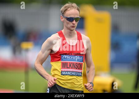 Wilkinson führt den 10000 m langen Spaziergang während des 2. Tages der Microplus UK Athletics Championships in Manchester Regional Arena, Manchester, Großbritannien, am 30. Juni 2024 (Foto: Craig Thomas/News Images) in Manchester, Großbritannien am 30. Juni 2024. (Foto: Craig Thomas/News Images/SIPA USA) Stockfoto