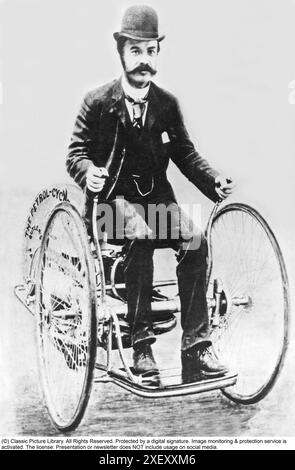 Edward Butler (1862–1940) war ein englischer Erfinder, der ein früheres dreirädriges Benzinauto namens Butler Petrol Cycle herstellte, das von vielen als erstes britisches Auto akzeptiert wird. Sie wurde der Öffentlichkeit vorgestellt 1886. Stockfoto