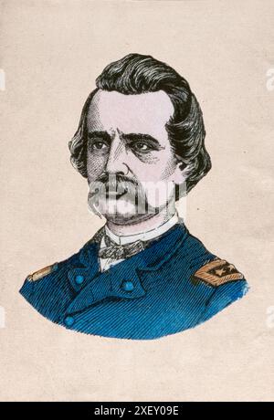 Porträt von General Logan. John Alexander Logan (1826–1886) war ein US-amerikanischer Soldat und Politiker. Er diente im Mexikanisch-Amerikanischen Krieg und war General in der Union Army im Amerikanischen Bürgerkrieg. Als 3. Oberbefehlshaber der Großen Armee der Republik gilt er als die wichtigste Figur der Bewegung, die den Memorial Day (ursprünglich als Dekorationstag bekannt) als offiziellen Feiertag anerkennt. Stockfoto