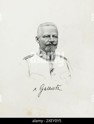 Porträt von Max von Gallwitz. 1915 Max Karl Wilhelm von Gallwitz (1852–1937) war ein deutscher General aus Breslau (Wrocław), Schlesien, der während des Ersten Weltkriegs sowohl an der Ost- als auch an der Westfront mit Auszeichnung diente. Stockfoto