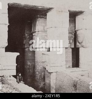 Vintage Archivfoto von Portico des Tempels von Dendera. Ägypten, Nubien und Äthiopien von Francis Frith. 1860 Stockfoto