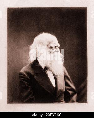 Vintage-Lithographie von William Cullen Bryant. William Cullen Bryant (1794–1878) war ein US-amerikanischer Romantiker, Journalist und langjähriger Herausgeber der New York Evening Post. Stockfoto