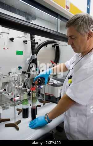 Physik- und Chemielabor. Untersuchungen auf Schadstoffe in Wein. AZTI-Tecnalia. Technologiezentrum, spezialisiert auf Marine- und Lebensmittelforschung. Suk Stockfoto