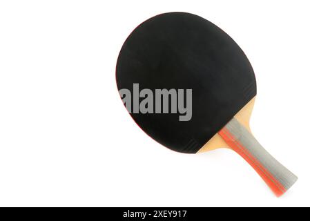 Ping-Pong-Schläger isoliert auf weißem Hintergrund. Freier Platz für Text. Stockfoto