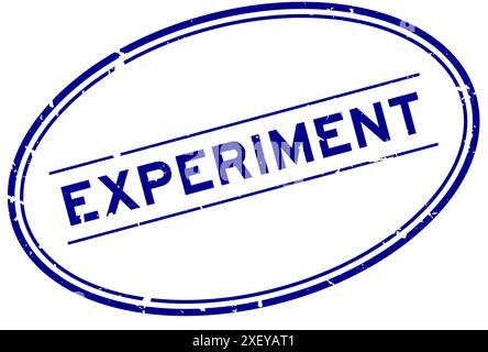 Grunge blaues Experiment Wort ovaler Gummisiegelstempel auf weißem Hintergrund Stock Vektor