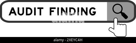 Suchbanner in Word Audit Finding mit Übergabesymbol auf weißem Hintergrund Stock Vektor