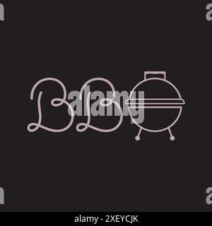 BBQ-Vektor-Logo. Inschrift und Icon Barbecue. Einfaches minimales Design. Abbildung auf leerem Hintergrund. Stock Vektor