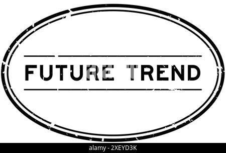 Grunge schwarz Zukunft Trend Wort oval Gummi Stempel auf Weißer Hintergrund Stock Vektor