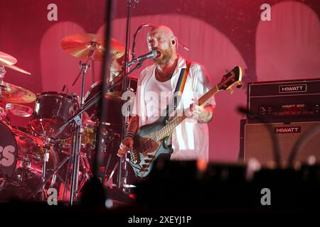 Adam Devonshire von IDLES tritt am 29. Juni 2024 auf dem Flowers Festival 2024 in Collegno (TO), Italien. Stockfoto