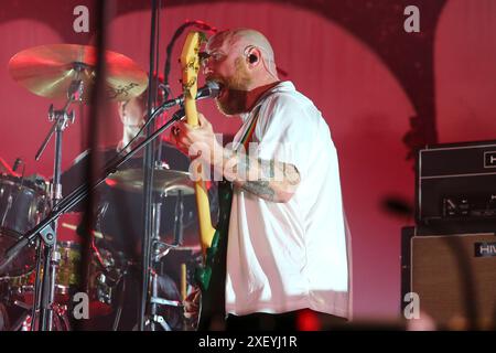 Adam Devonshire von IDLES tritt am 29. Juni 2024 auf dem Flowers Festival 2024 in Collegno (TO), Italien. Stockfoto