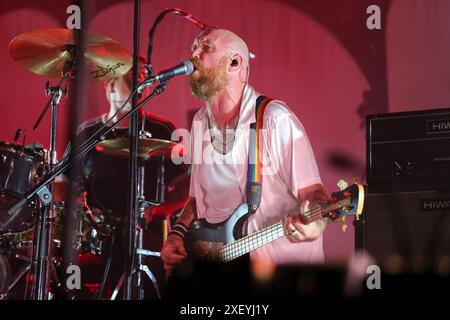 Adam Devonshire von IDLES tritt am 29. Juni 2024 auf dem Flowers Festival 2024 in Collegno (TO), Italien. Stockfoto