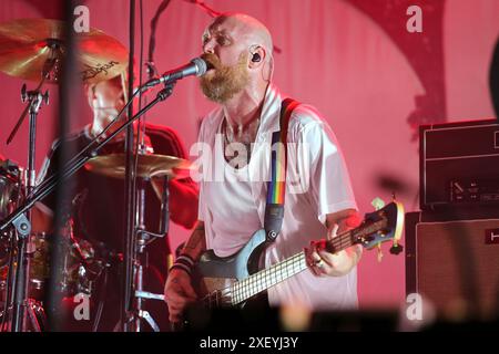 Adam Devonshire von IDLES tritt am 29. Juni 2024 auf dem Flowers Festival 2024 in Collegno (TO), Italien. Stockfoto