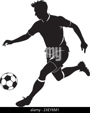 Fußballspieler spielt schwarze Silhouette Stock Vektor