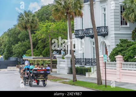 Kutschfahrt mit Pferdekutsche, Charleston, South Carolina, USA Stockfoto