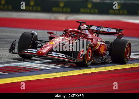 Spielberg, Österreich, 30.06.2024, 16 LECLERC Charles (mco), Scuderia Ferrari SF-24, Aktion während des Formel 1 Qatar Airways Austrian Grand Prix 2024, 11. Runde der Formel-1-Weltmeisterschaft 2024 vom 28. Bis 30. Juni 2024 auf dem Red Bull Ring in Spielberg, Österreich Stockfoto