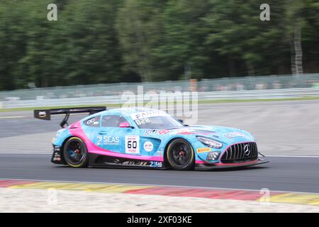 ISA AL-KHALIFA (BHR) / Martin KODRIC (HRV) / Lewis WILLIAMSON (GBR) / Nelson PANCIATICI (FRA), #60, Mercedes-AMG GT3 EVO, Team: 2 Seas Motorsport (BHR), Motorsport, CrowdStrike 24H of Spa, Belgien, Spa-Francorchamps, 29.06.2024 Foto: Eibner-Pressefoto/Juergen Augst Stockfoto