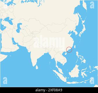 Locator-Karte mit dem Standort des Landes Hongkong in Asien. Das Land wird durch ein rotes Polygon hervorgehoben. Kleine Länder sind ebenfalls mit gekennzeichnet Stock Vektor