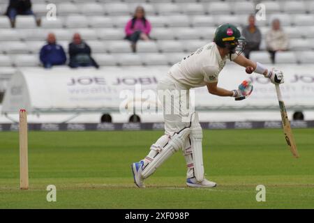 Chester le Street, 30. Juni 2024. Jake Libby schlägt für Worcestershire gegen Durham in einem County Championship-Spiel im Seat Unique Riverside, Chester le Street. Quelle: Colin Edwards/Alamy Live News. Stockfoto