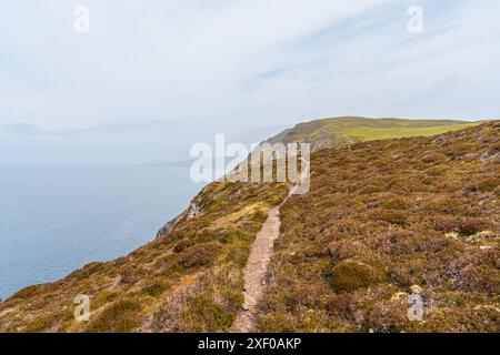 Die Klippen und die irische Küste am Bradda Head, nahe Port Erin, Rushen, Isle of man Stockfoto