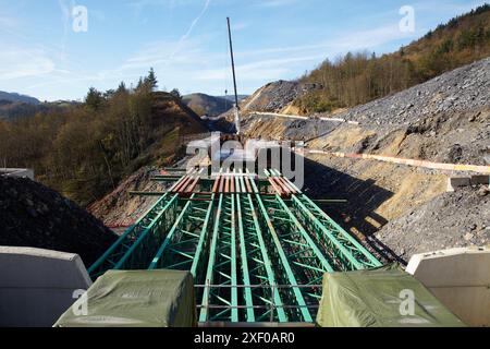 Bau des Viadukts, Arbeiten am neuen Bahnsteig im Baskenland, Hochgeschwindigkeitszug ´Baskisch Y´ Legorreta, Ikaztegieta, Gipuzkoa, Basq Stockfoto