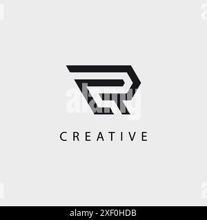 Creative Letter CR RC typografisches minimales sechseckiges Logo-Design. Stock Vektor