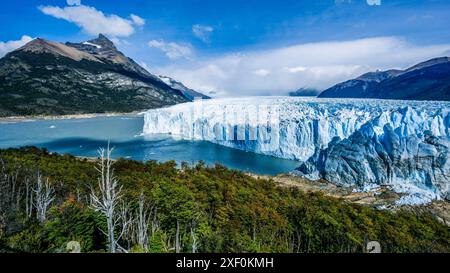 Perito Moreno Gletscher, Los Glaciares Nationalpark, Lago Argentino Departement, Provinz Santa Cruz, Patagonien, Republik Argentinien. Stockfoto