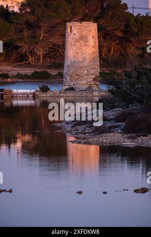 Salzmühle, Formentera, Pitiusas-Inseln, Balearen, Spanien. Stockfoto