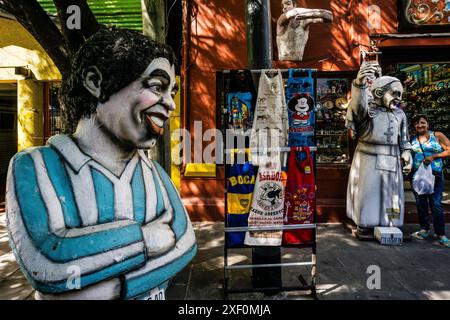 Maradona und Papst Franziskus, caminito, Barrio de La Boca, Buenos Aires, republica Argentina, cono sur, Südamerika. Stockfoto