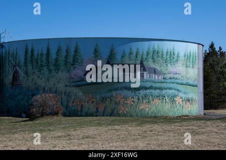 Wasserturmbild auf der NB 127 in St. Andrews, New Brunswick, Kanada Stockfoto