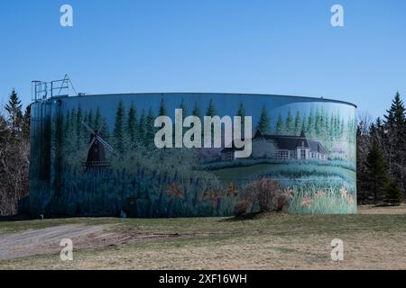 Wasserturmbild auf der NB 127 in St. Andrews, New Brunswick, Kanada Stockfoto