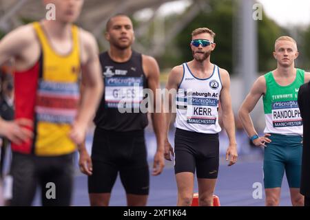 Manchester, England am Samstag, 29. Juni 2024. Josh Kerr vor dem 800-m-Finale während der Microplus UK Athletics Championships in der Manchester Regional Arena, Manchester, England am Sonntag, den 30. Juni 2024. (Foto: Pat Scaasi | MI News) Credit: MI News & Sport /Alamy Live News Credit: MI News & Sport /Alamy Live News Stockfoto