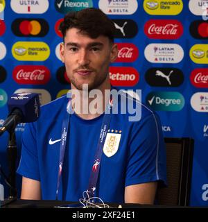 Kansas City, Missouri, USA. 30. Juni 2024. Der Torhüter FRANCO ISRAEL hält am 30. Juni 2024 eine Pressekonferenz im Arrowhead Stadium in Kansas City, Missouri. (Kreditbild: © Serena S.Y. Hsu/ZUMA Press Wire) NUR REDAKTIONELLE VERWENDUNG! Nicht für kommerzielle ZWECKE! Quelle: ZUMA Press, Inc./Alamy Live News Stockfoto