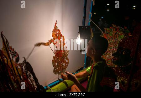 Tradiitonal Thai Schattenspiel, Hua hin, Thailand. Stockfoto