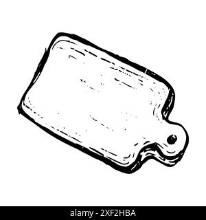 Handgezeichnete Holzbretter im Skizzenstil. Rechteckige Platine mit Griff. Draufsicht. Küchengeräte Vintage Vektor Illustration. Isoliert auf Wi Stock Vektor