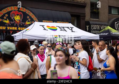 New York, USA. 30. Juni 2024. Crowdgoers nehmen am 30. Juni 2024 am NYC Pridefest in New York Teil. (Foto: Hailstorm Visuals/SIPA USA) Credit: SIPA USA/Alamy Live News Stockfoto