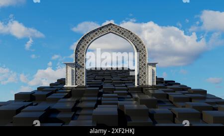 3D-Illustration Arabisches Tor im Himmel Stockfoto