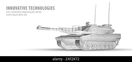 Modernes Tanktop auf Blau. Militärtechnologie, autonome Waffen, Verteidigungsfahrzeug Stock Vektor