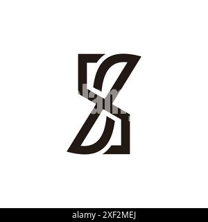 Buchstabe kx, zweigradiger Logovektor für geometrische Linien Stock Vektor