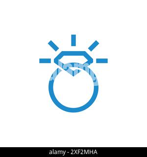 Glänzend blau Diamant Ring Glanz geometrische Logo Vektor Stock Vektor
