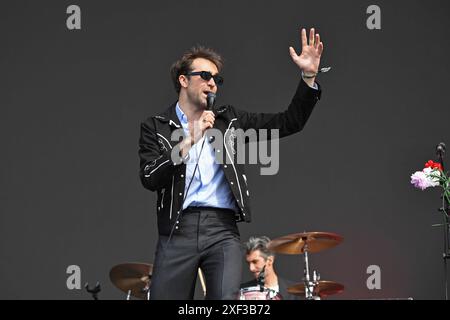 LONDON, ENGLAND - JUNI 30: Justin Hayward-Young von ’The Vaccines’ trat am 30. Juni 2024 im britischen Sommer im Hyde Park auf. KAPPE/ Stockfoto