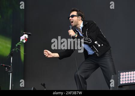 LONDON, ENGLAND - JUNI 30: Justin Hayward-Young von ’The Vaccines’ trat am 30. Juni 2024 im britischen Sommer im Hyde Park auf. KAPPE/ Stockfoto